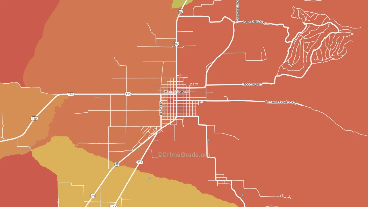 Mount Pleasant, UT Map of Vandalism Rates