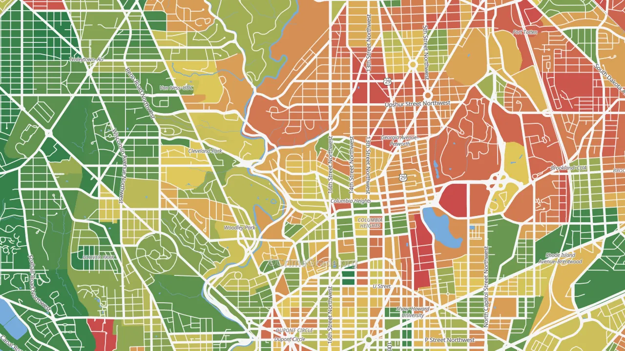 Mount Pleasant, Washington, DC Map of Vandalism Rates