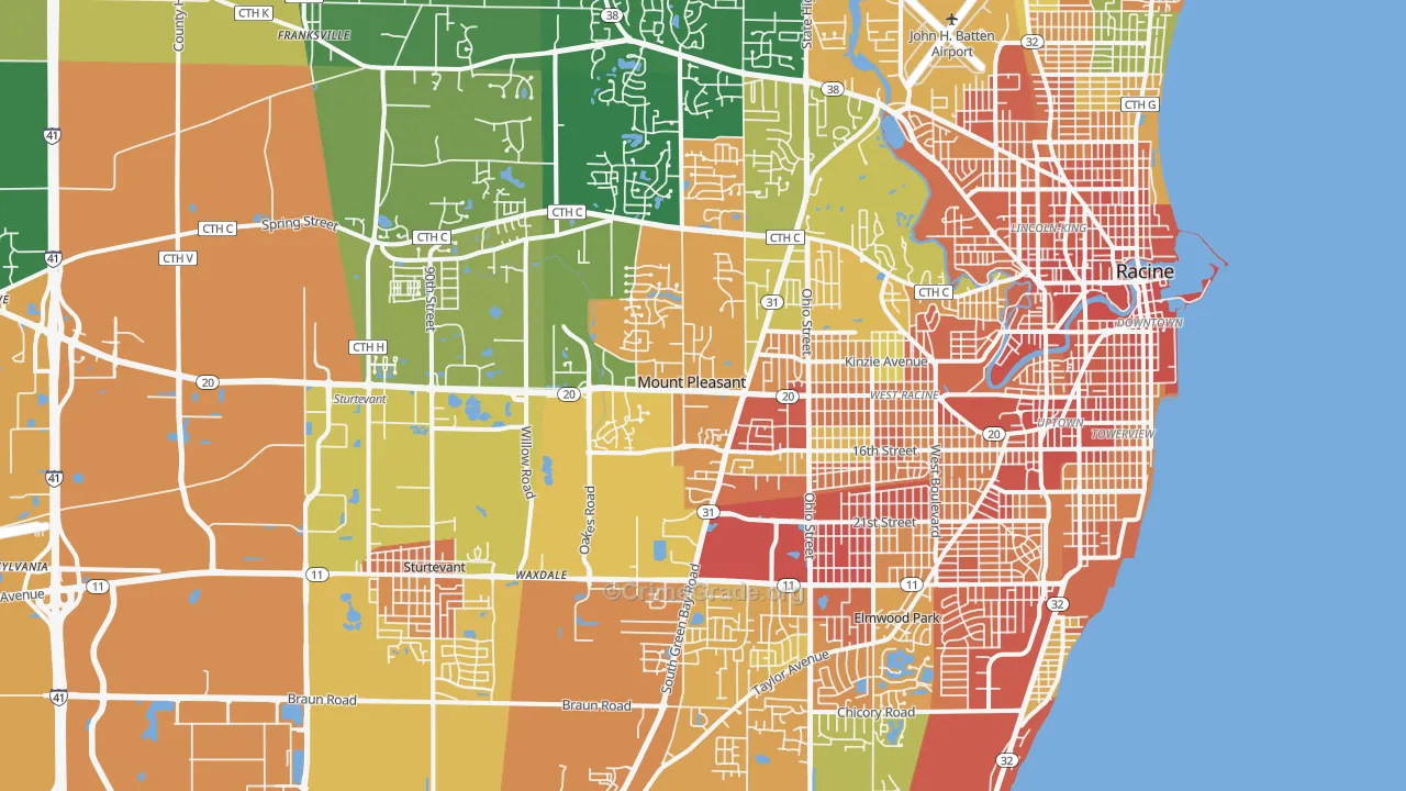 Mount Pleasant, WI Map of Vandalism Rates