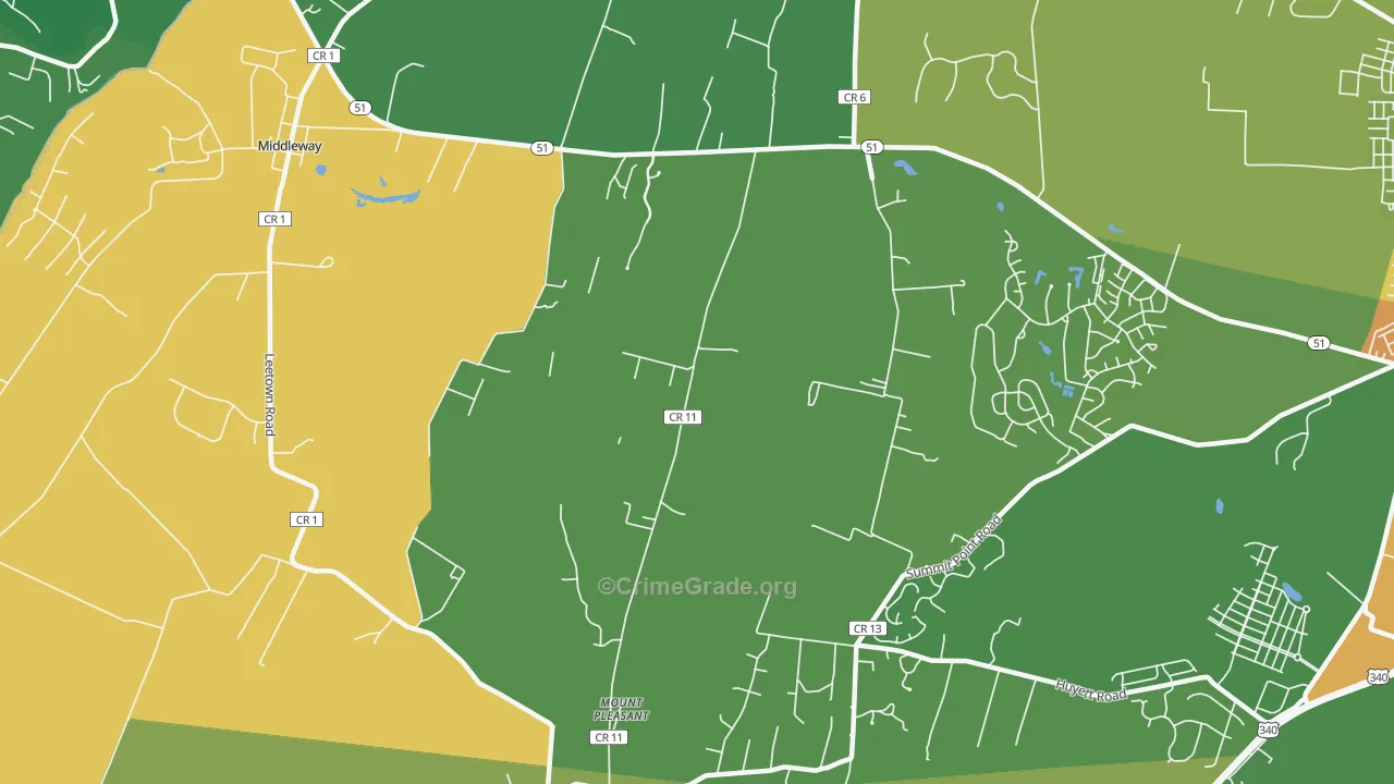 Mount Pleasant, WV Map of Vandalism Rates