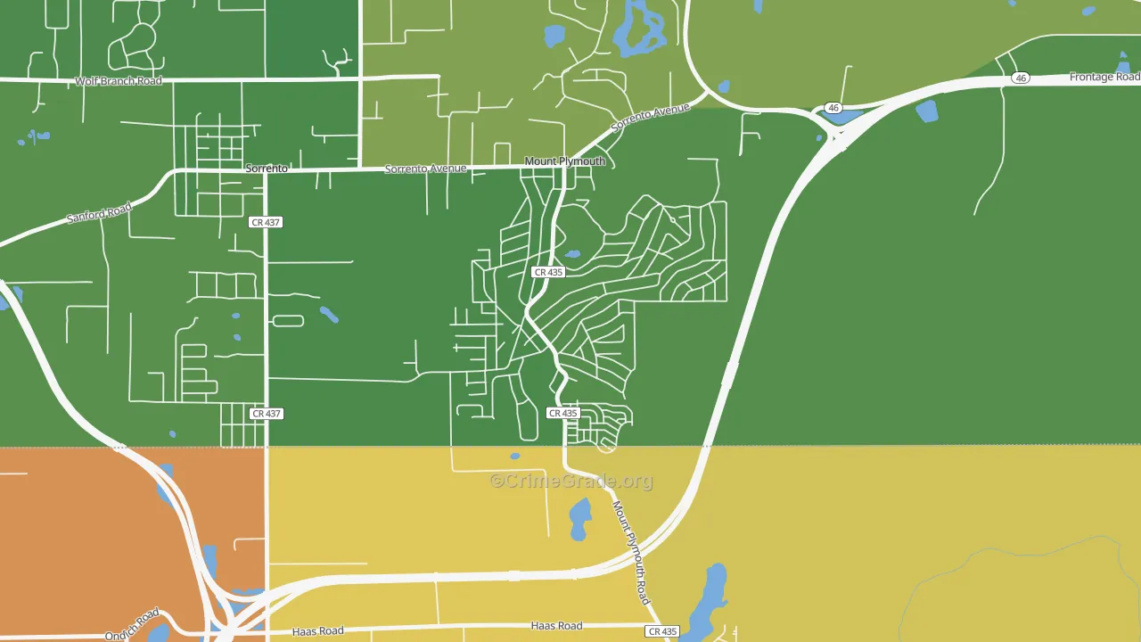 Mount Plymouth, FL Map of Vandalism Rates