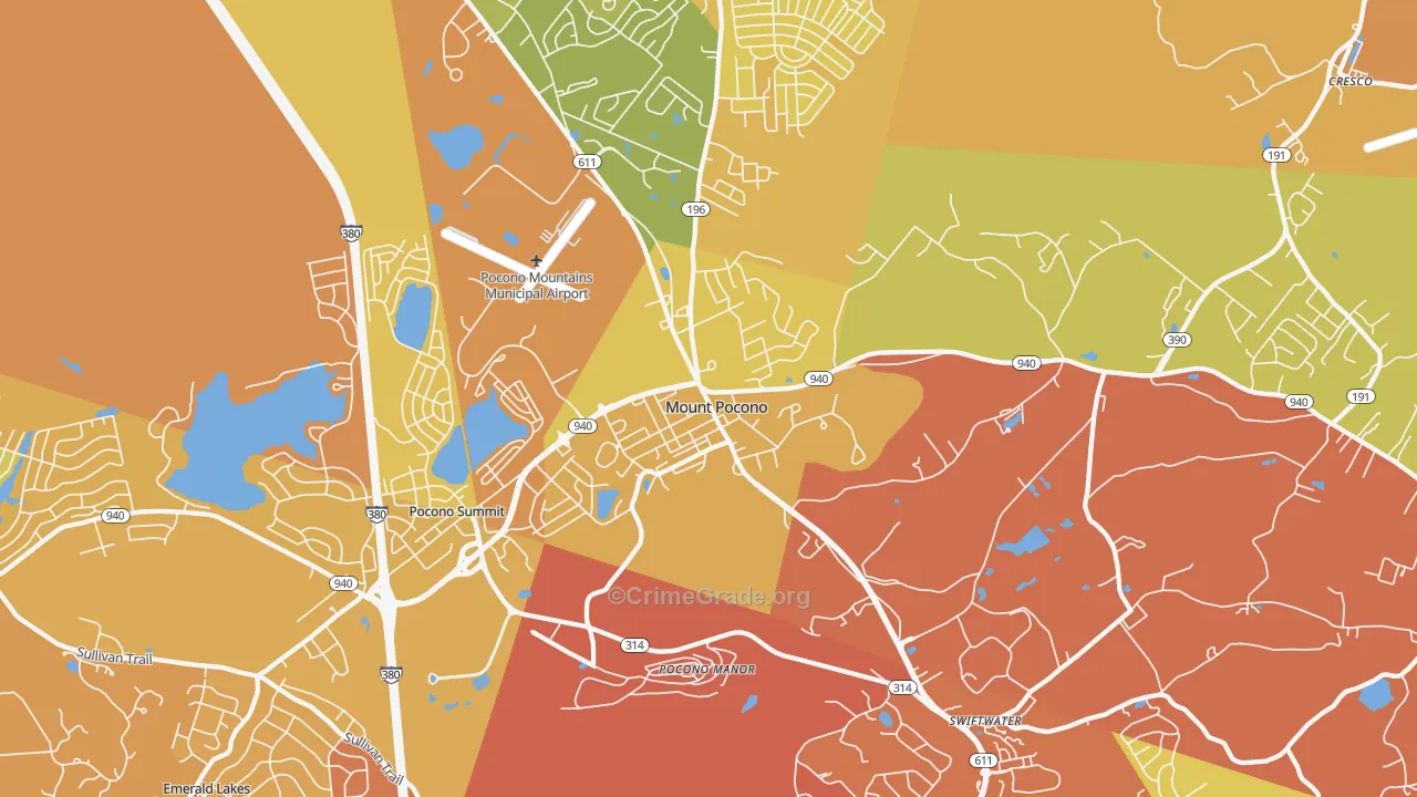 Mount Pocono, PA Map of Vandalism Rates