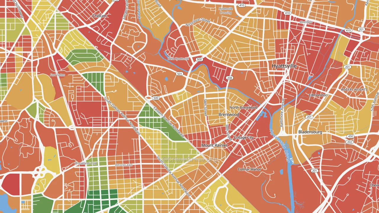 Mount Rainier, MD Map of Vandalism Rates