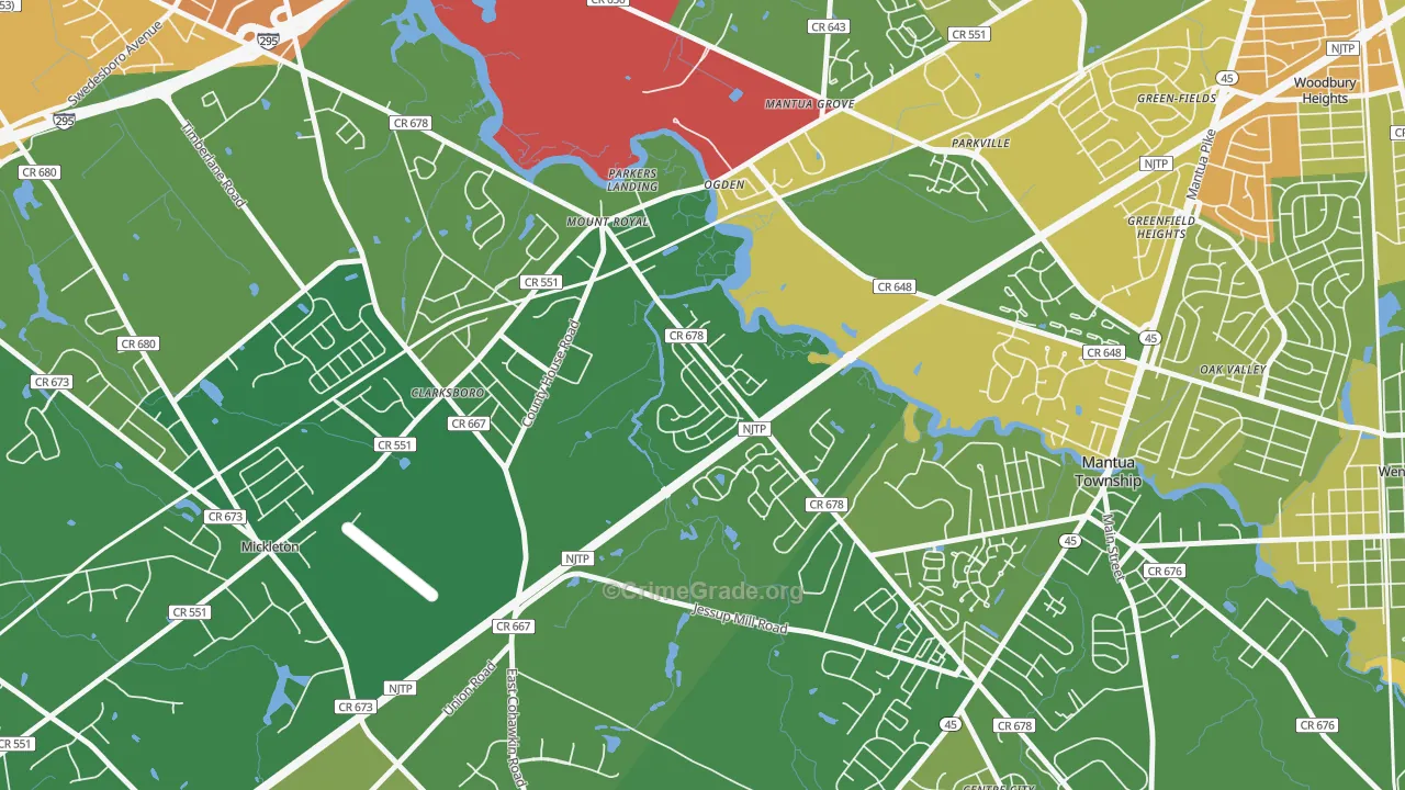 Mount Royal, NJ Map of Vandalism Rates
