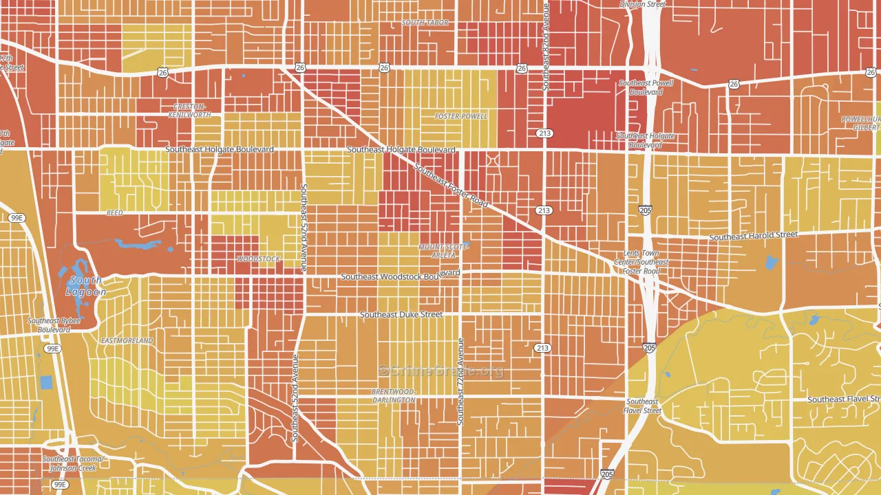 Mount Scott, Portland, OR Map of Vandalism Rates