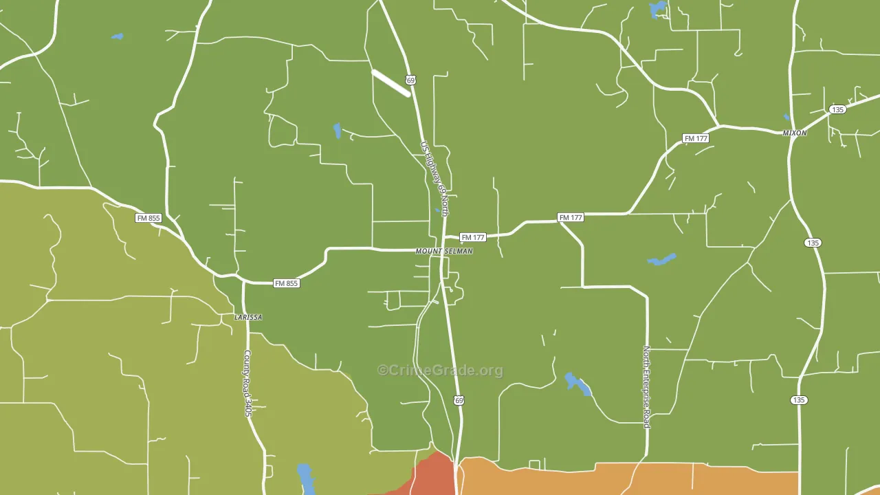 Mount Selman, TX Map of Vandalism Rates