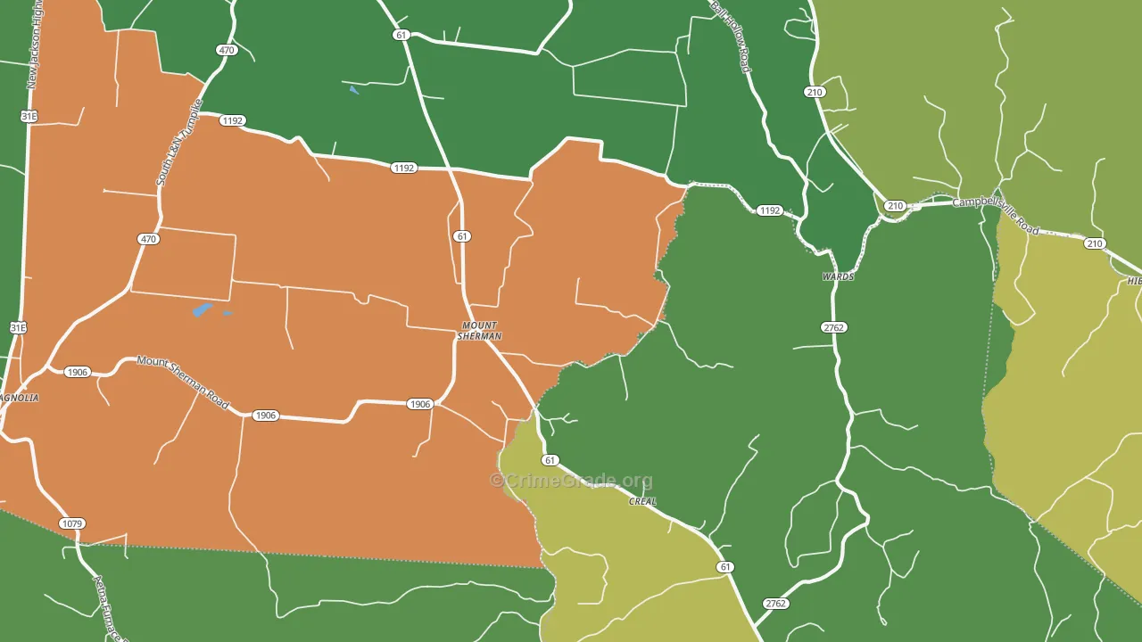 Mount Sherman, KY Map of Vandalism Rates