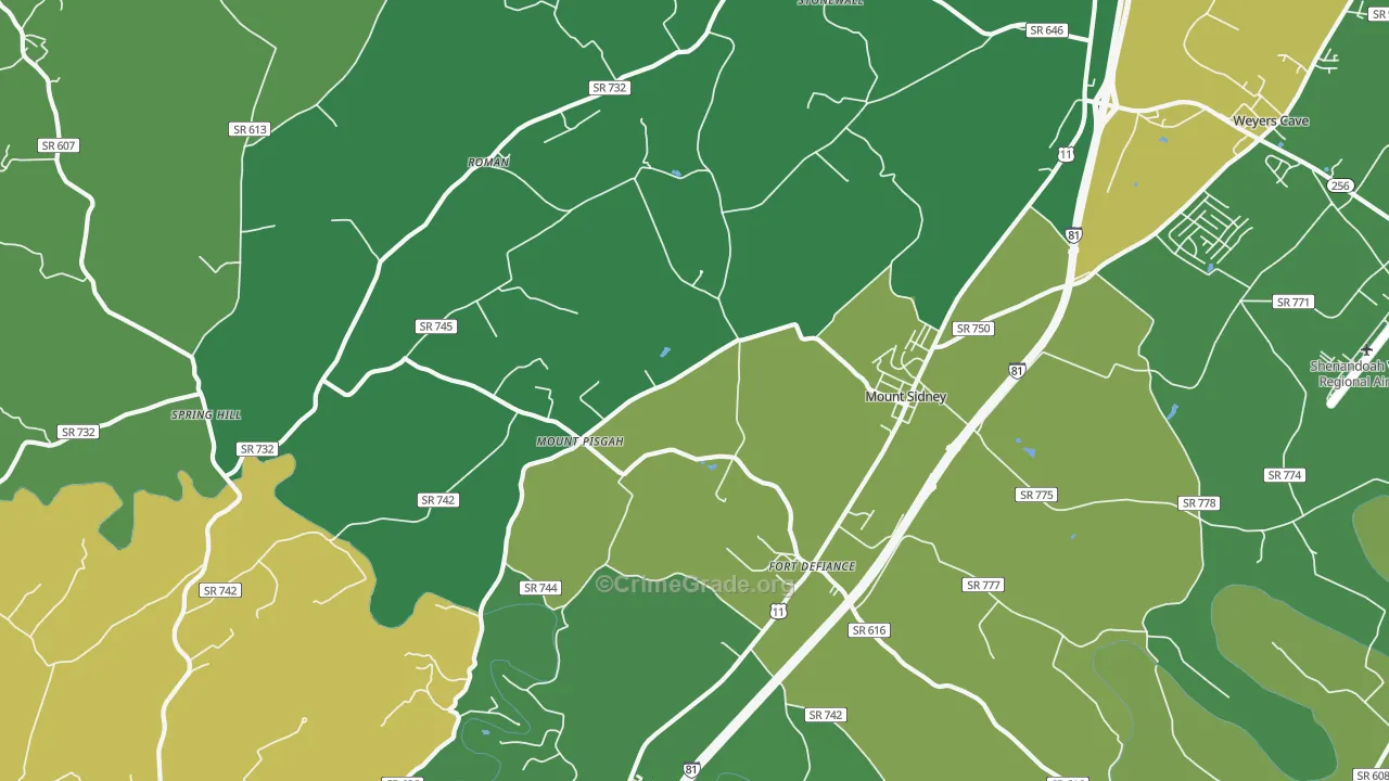 Mount Sidney, VA Map of Vandalism Rates