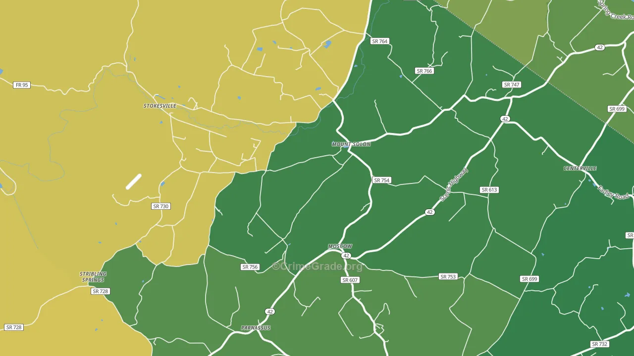 Mount Solon, VA Map of Vandalism Rates