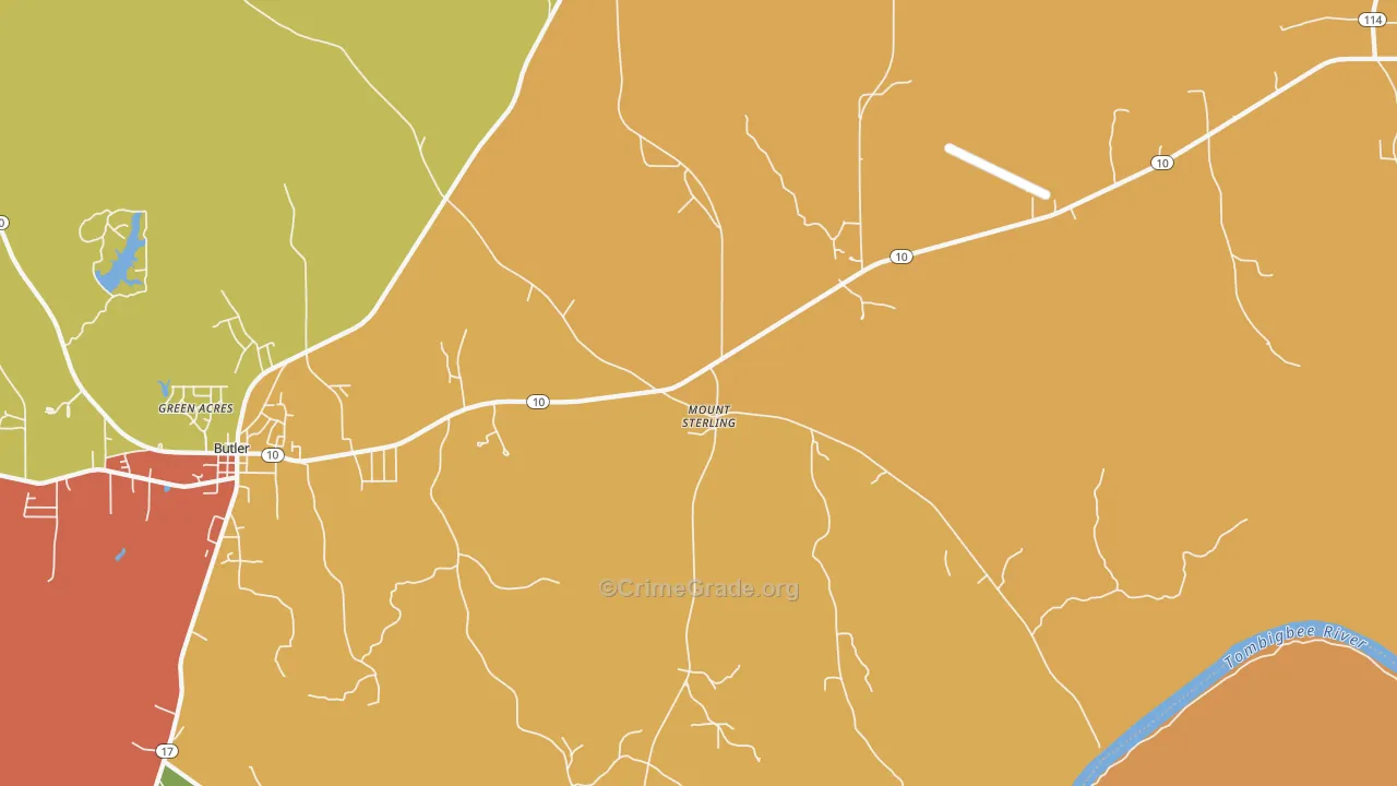 Mount Sterling, AL Map of Vandalism Rates