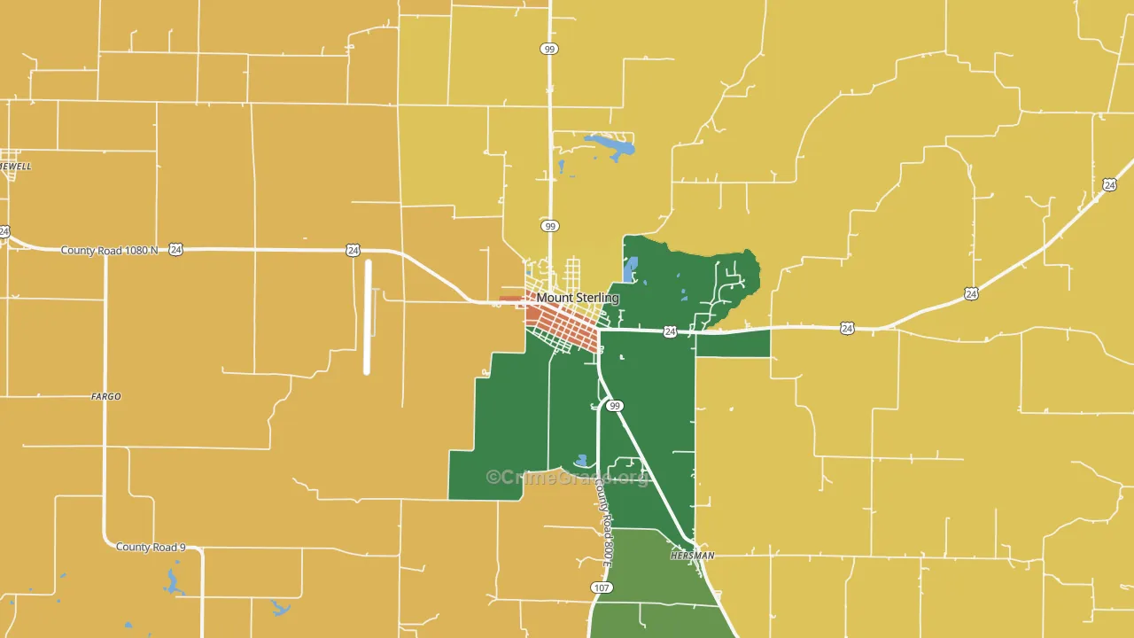 Mount Sterling, IL Map of Vandalism Rates