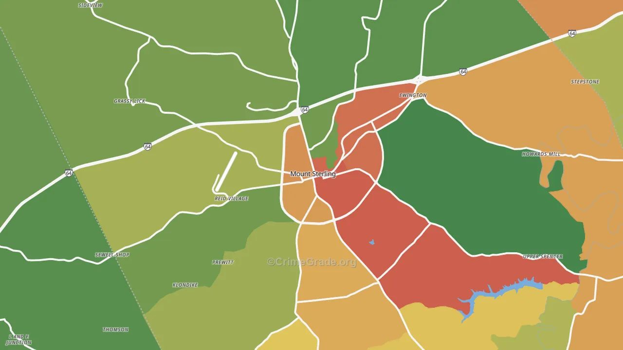 Mount Sterling, KY Map of Vandalism Rates