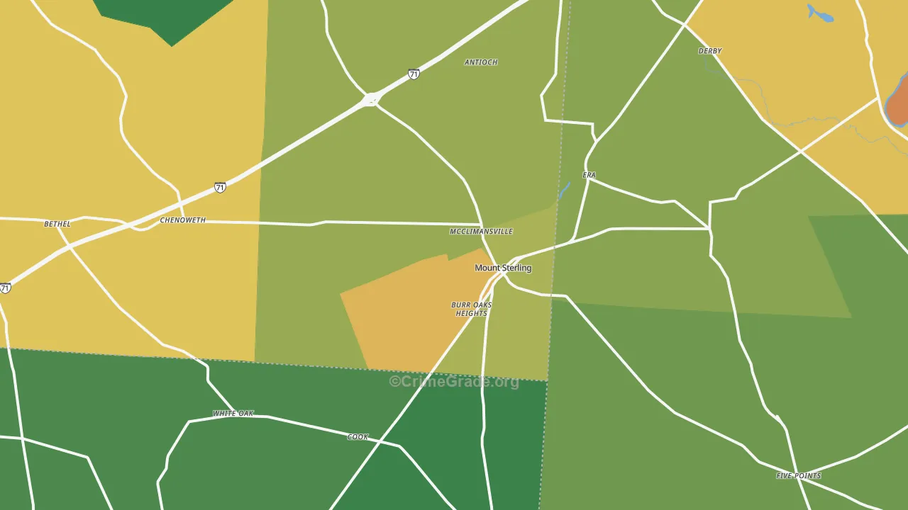 Mount Sterling, OH Map of Vandalism Rates