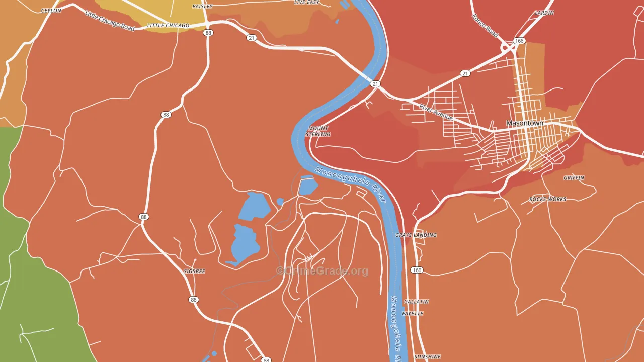 Mount Sterling, PA Map of Vandalism Rates