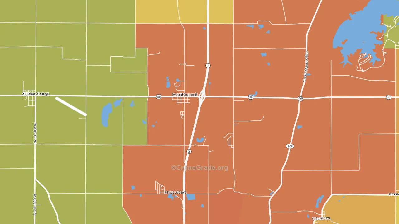 Mount Summit, IN Map of Vandalism Rates