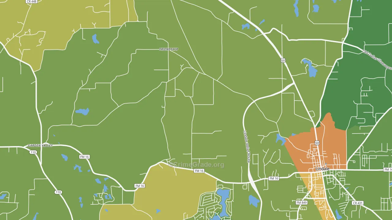 Mount Sylvan, TX Map of Vandalism Rates