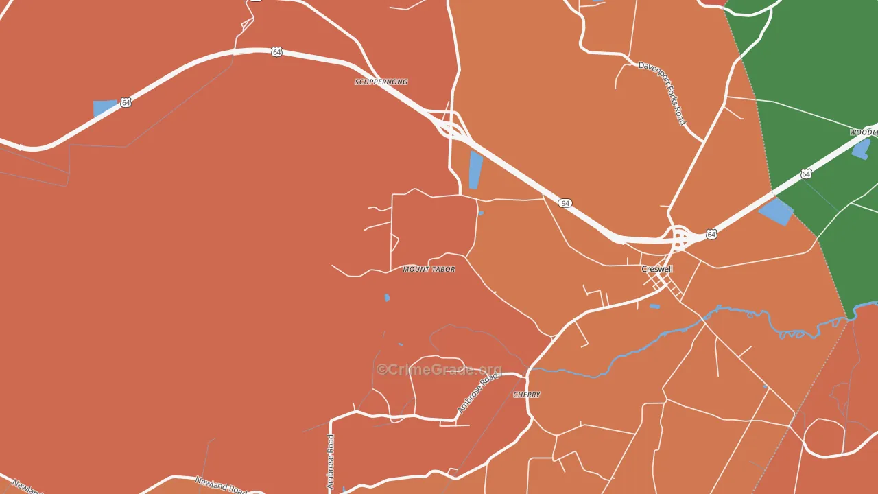 Mount Tabor, NC Map of Vandalism Rates