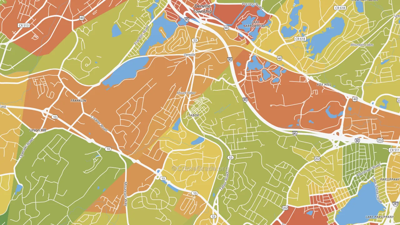Mount Tabor, NJ Map of Vandalism Rates