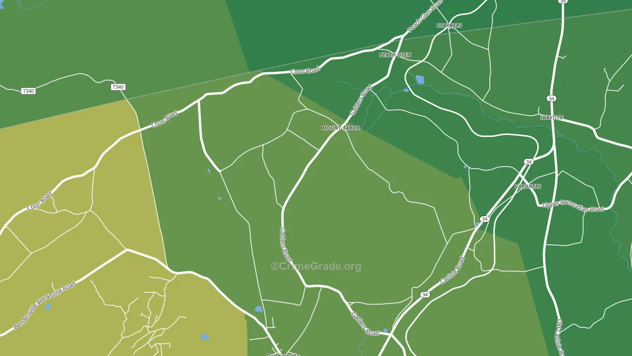 Mount Tabor, PA Map of Vandalism Rates