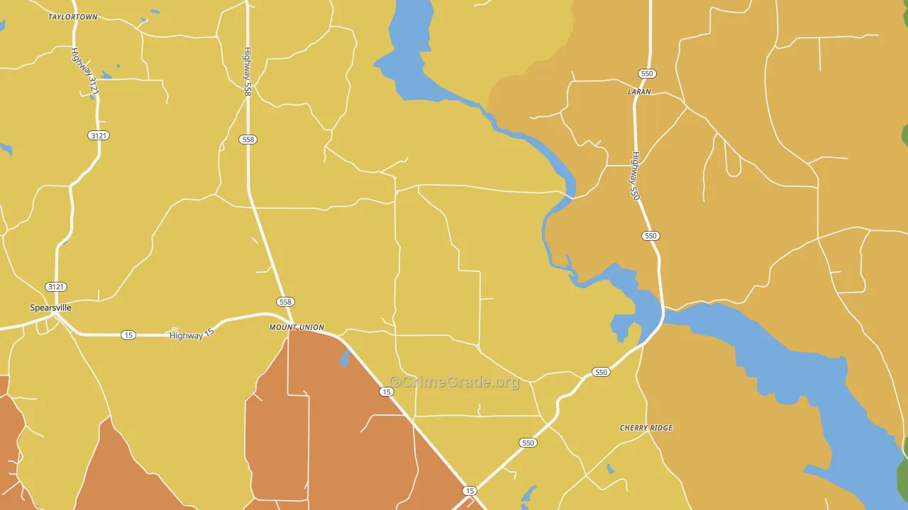 Mount Union, LA Map of Vandalism Rates