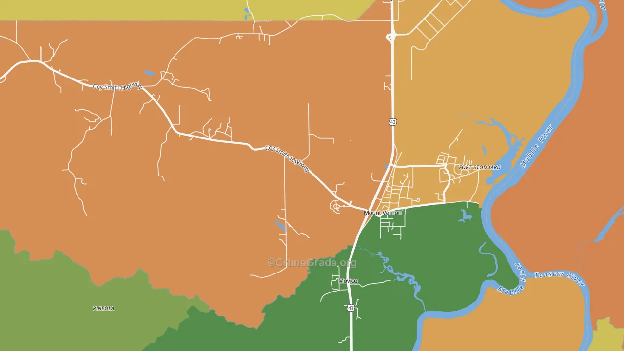 Mount Vernon, AL Map of Vandalism Rates