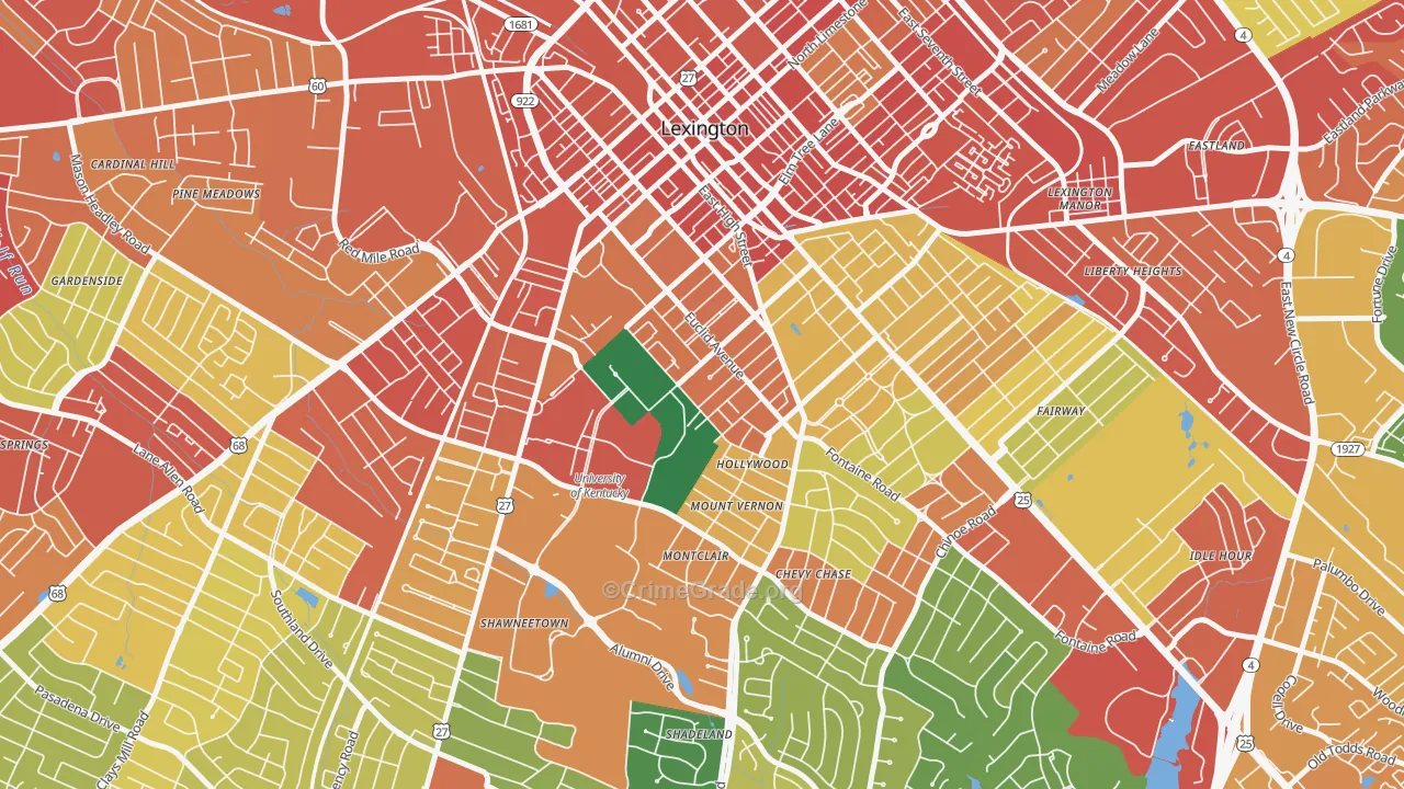 Mount Vernon-Hollywood-Montclair, Lexington, KY Map of Vandalism Rates