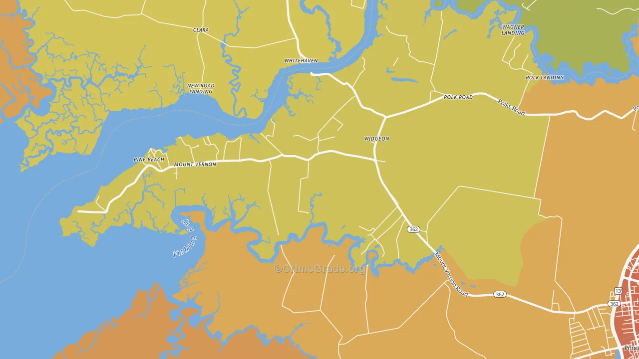 Mount Vernon, MD Map of Vandalism Rates