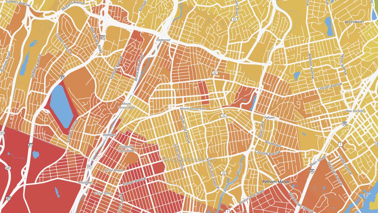 Mount Vernon, NY Map of Vandalism Rates