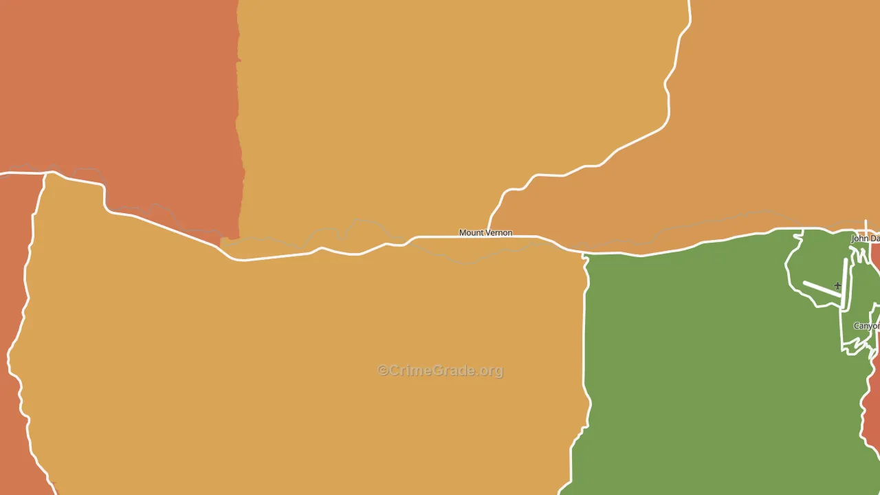 Mount Vernon, OR Map of Vandalism Rates