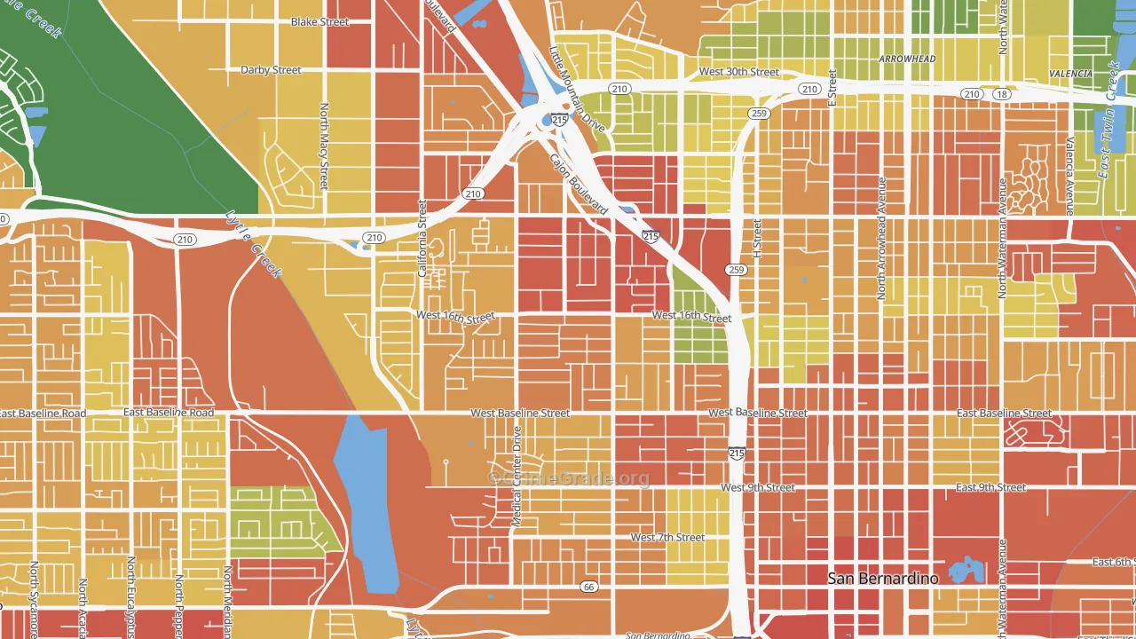 Mount Vernon, San Bernardino, CA Map of Vandalism Rates