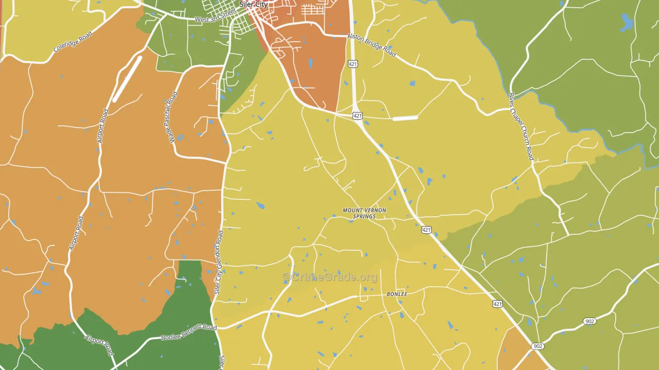 Mount Vernon Springs, NC Map of Vandalism Rates