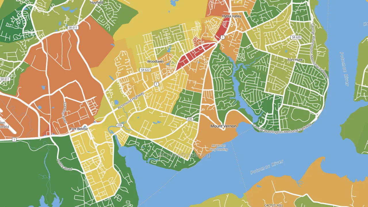 Mount Vernon, VA Map of Vandalism Rates