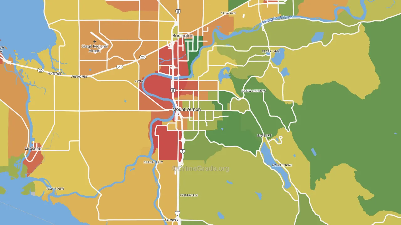 Mount Vernon, WA Map of Vandalism Rates