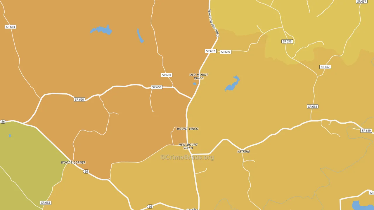 Mount Vinco, VA Map of Vandalism Rates