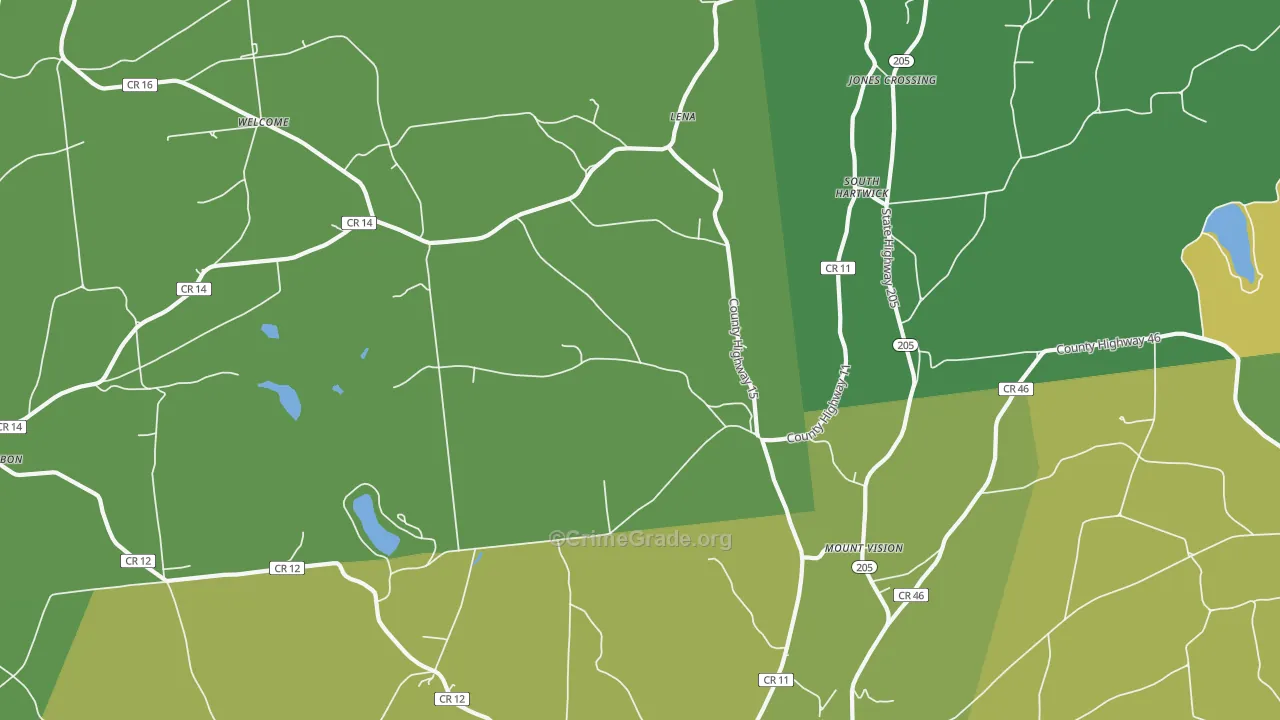 Mount Vision, NY Map of Vandalism Rates