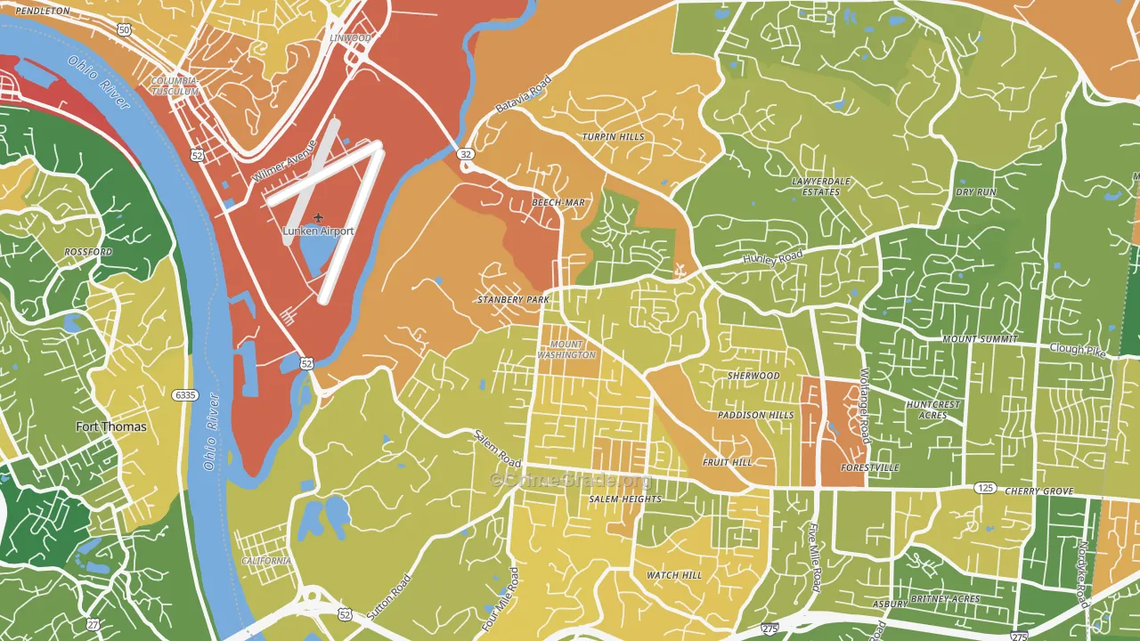 Mount Washington, Cincinnati, OH Map of Vandalism Rates