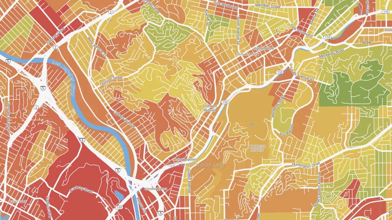 Mount Washington, Los Angeles, CA Map of Vandalism Rates
