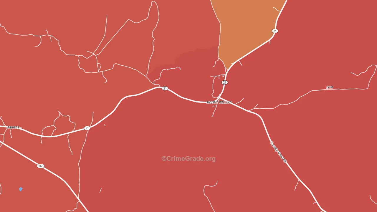 Mount Willing, AL Map of Vandalism Rates