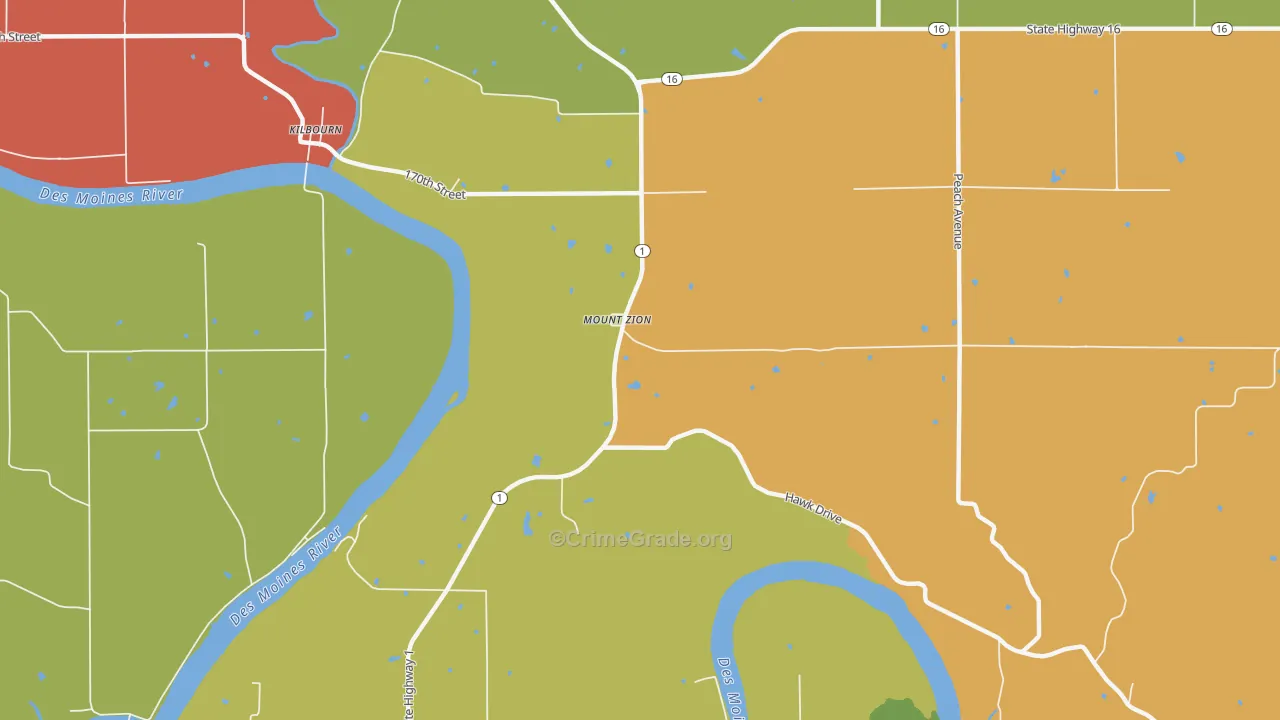 Mount Zion, IA Map of Vandalism Rates