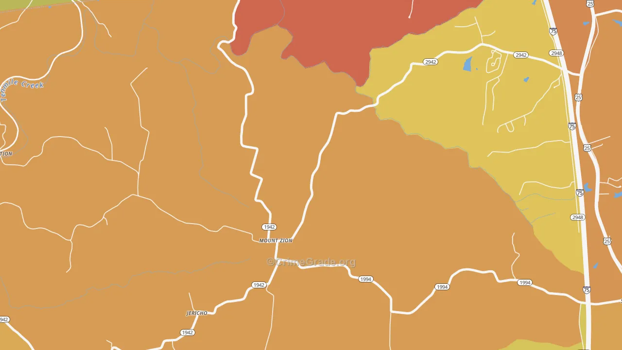 Mount Zion, KY Map of Vandalism Rates