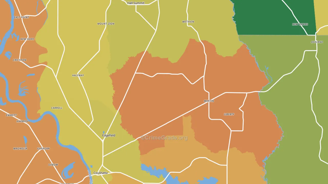 Mount Zion, LA Map of Vandalism Rates