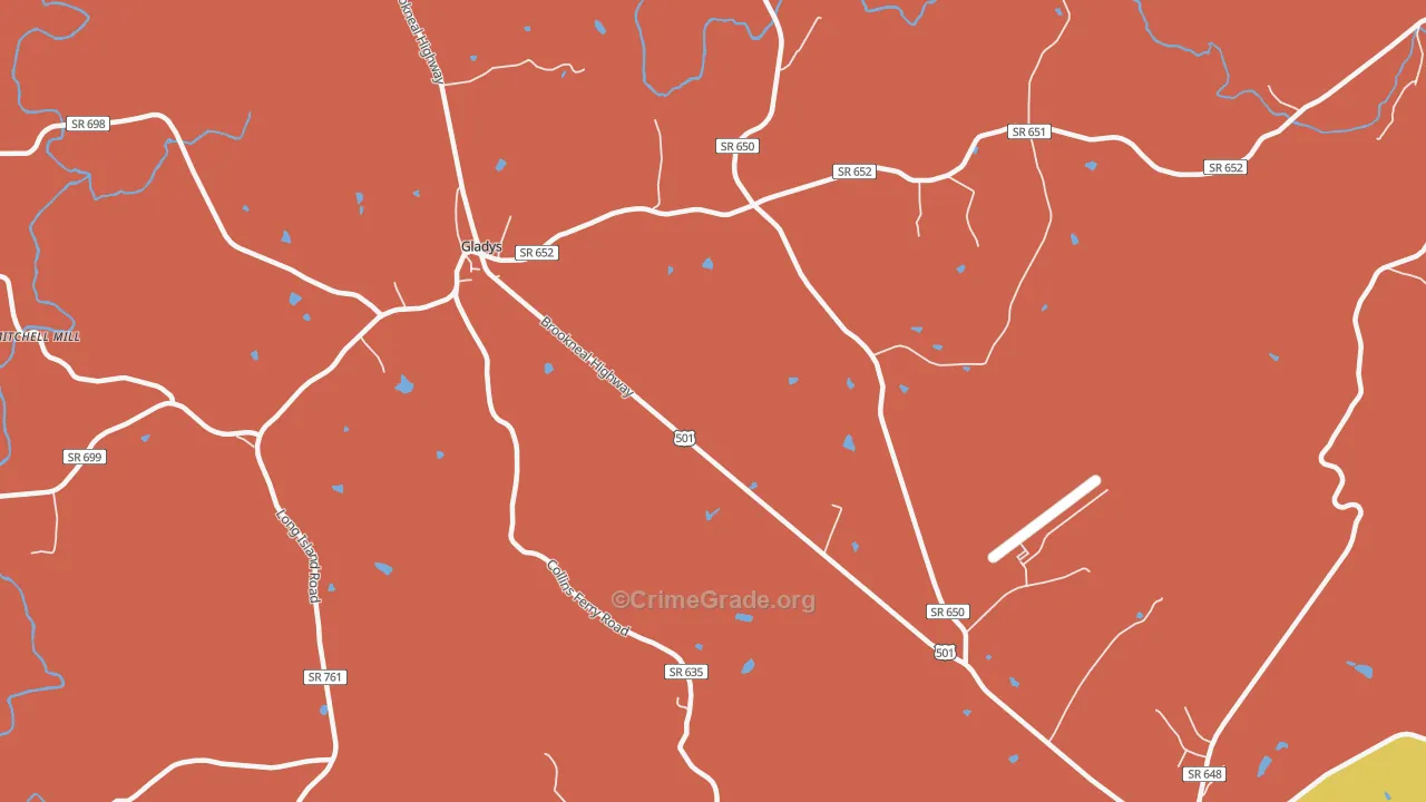 Mount Zion, VA Map of Vandalism Rates