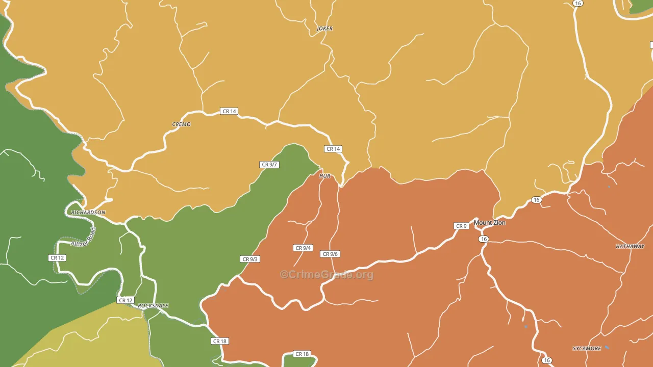 Mount Zion, WV Map of Vandalism Rates