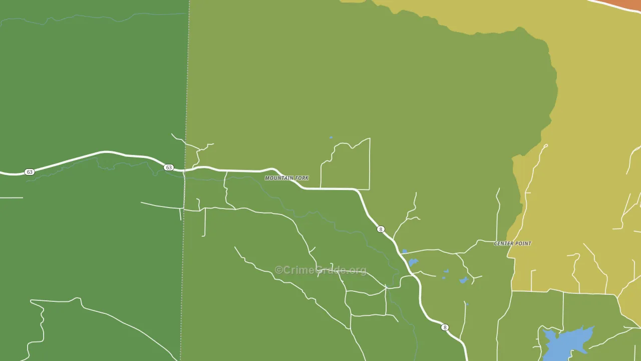 Mountain Fork, AR Map of Vandalism Rates
