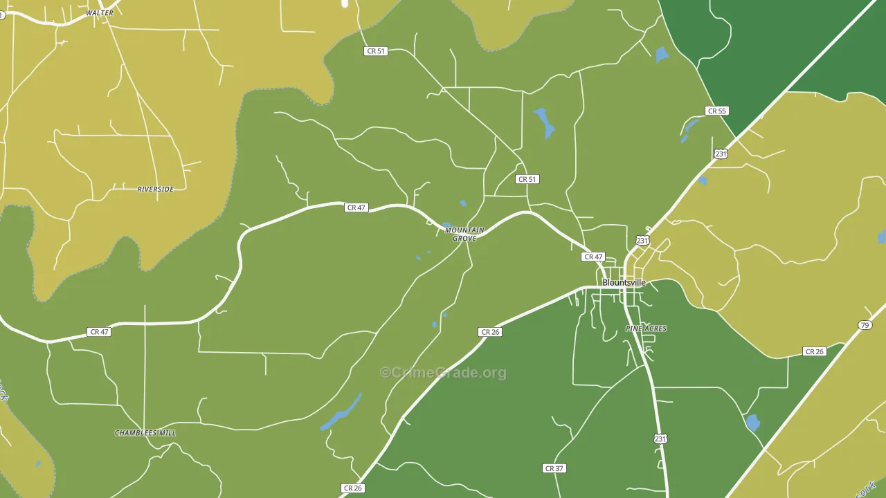 Mountain Grove, AL Map of Vandalism Rates