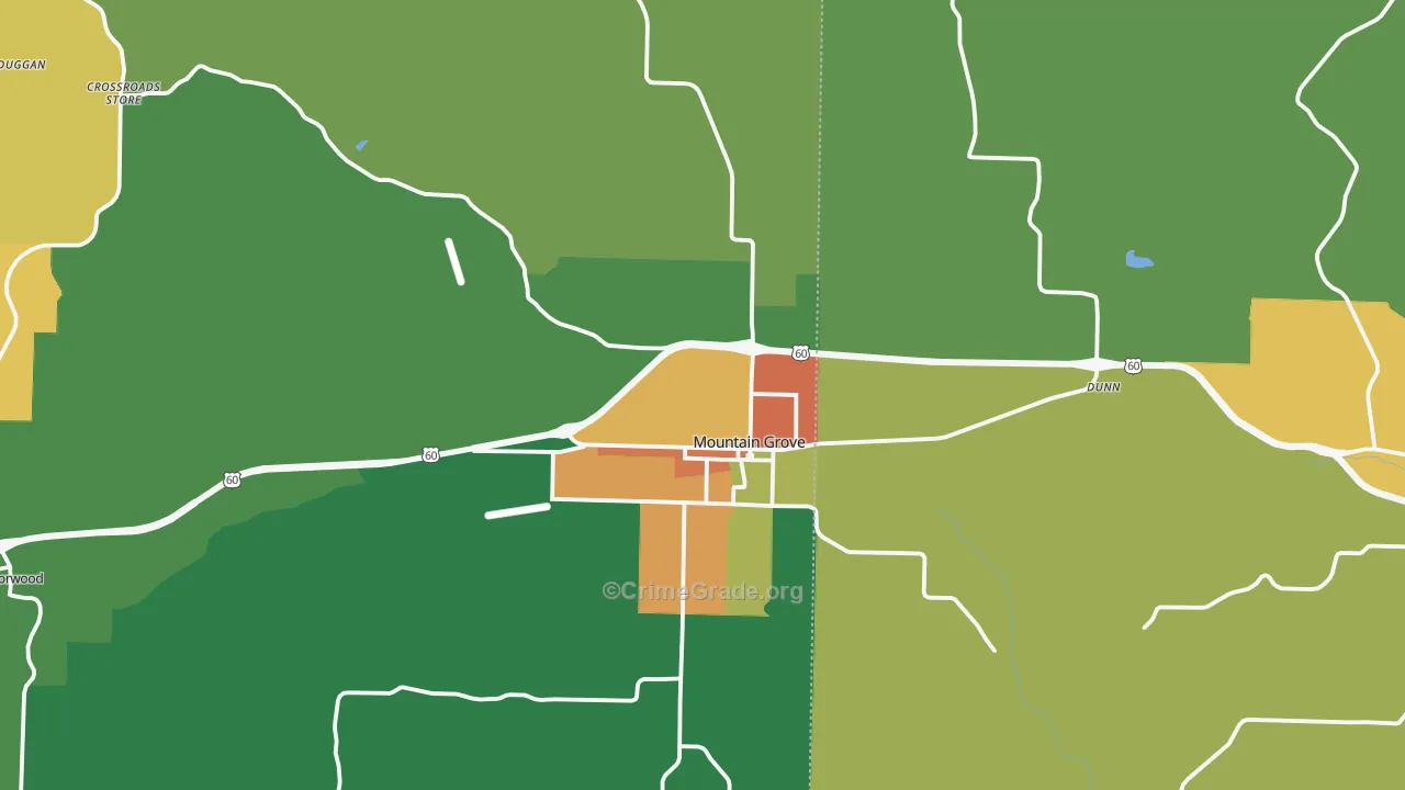 Mountain Grove, MO Map of Vandalism Rates