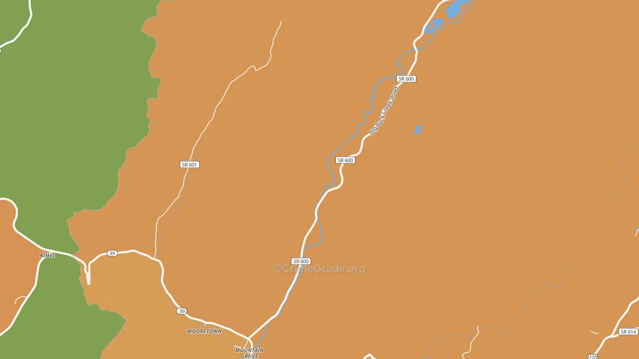 Mountain Grove, VA Map of Vandalism Rates