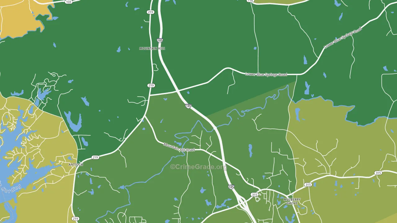 Mountain Hill, GA Map of Vandalism Rates