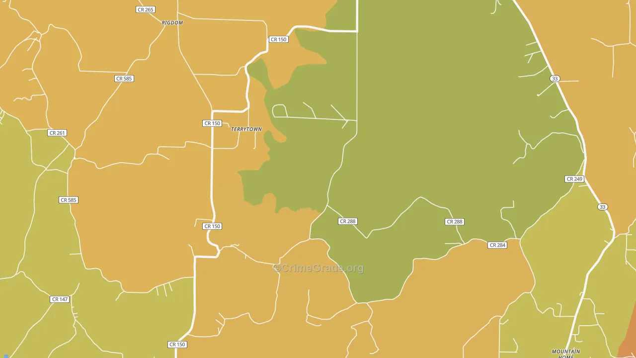 Mountain Home, AL Map of Vandalism Rates