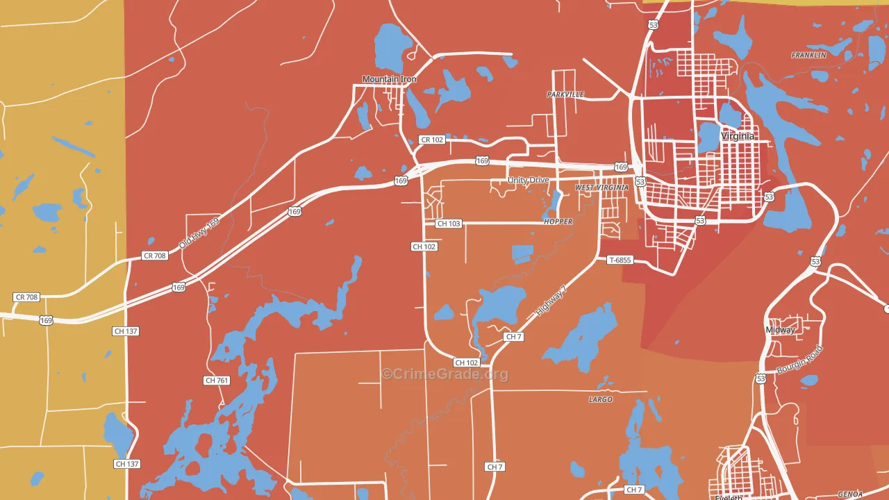 Mountain Iron, MN Map of Vandalism Rates